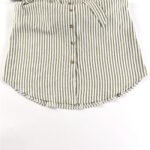 Long sleeved striped shirt Spring 2023 white women's waist closing one-piece shirt