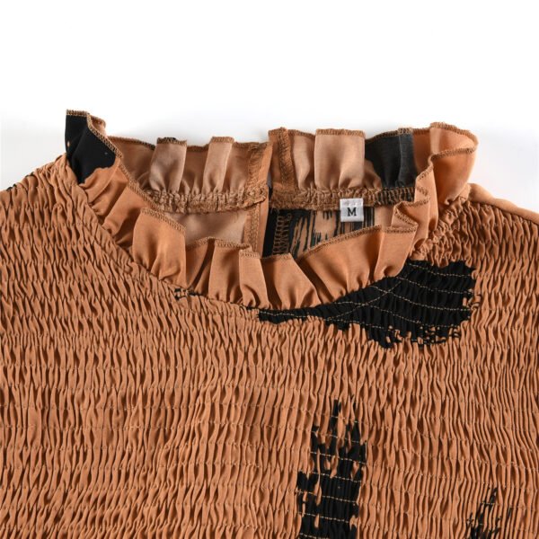 Women's round neck shirt Spring 2023 loose brown long sleeve temperament shirt