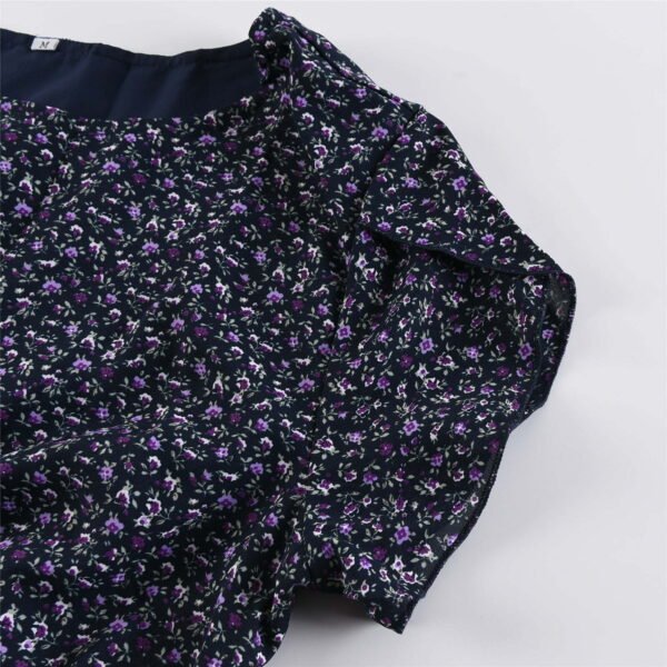 Spring and summer 2023 women's loose casual top floral round neck shirt women