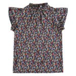 Spring and summer 2023 women's loose casual top floral round neck shirt women