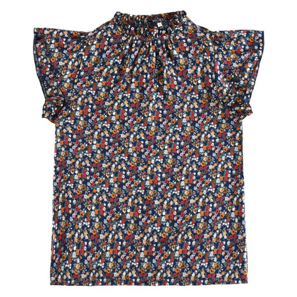 Spring and summer 2023 women's loose casual top floral round neck shirt women